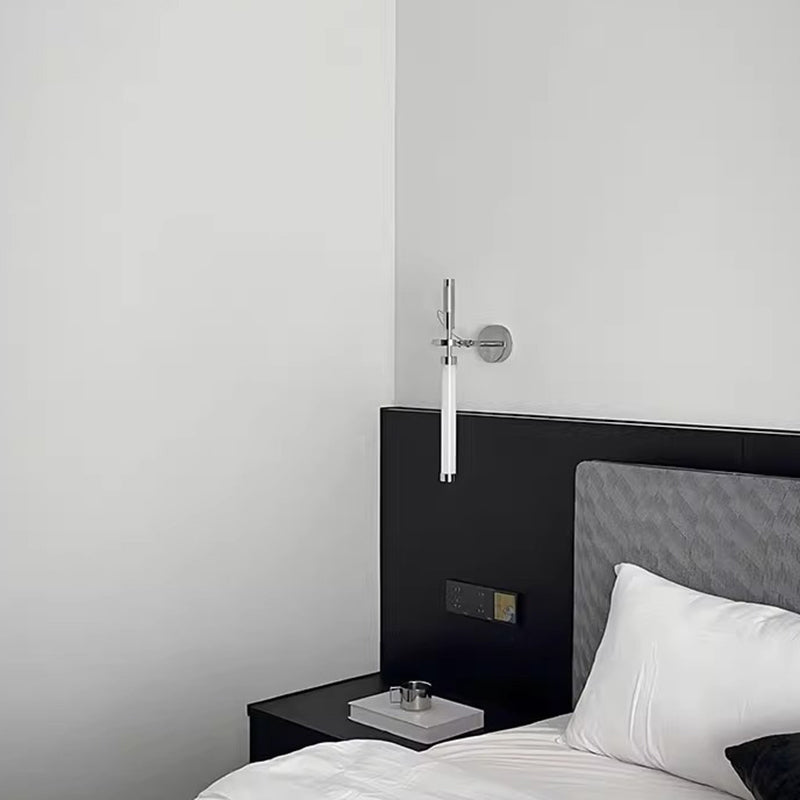 Zeitgenössische industrielle Acryl-Metall-Säulen-LED-Wandleuchte für das Schlafzimmer 
