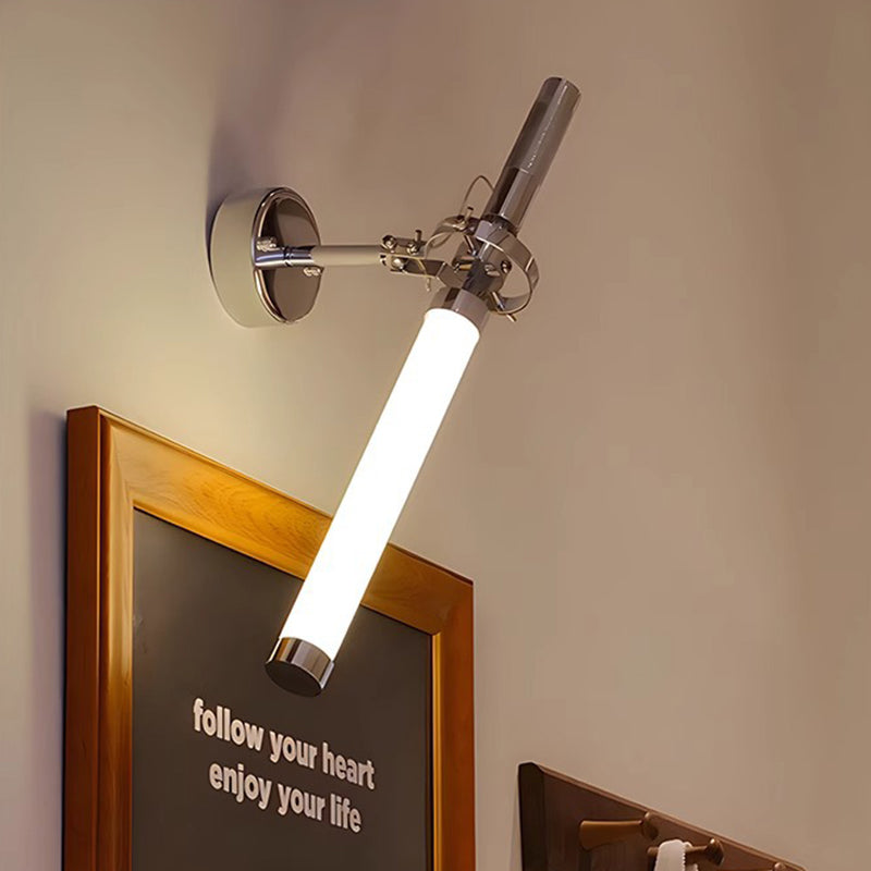 Zeitgenössische industrielle Acryl-Metall-Säulen-LED-Wandleuchte für das Schlafzimmer 