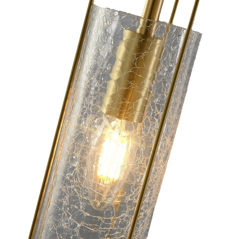 Contemporary Luxury Copper Glass Strip 1-Light Pendant Light For Living Room