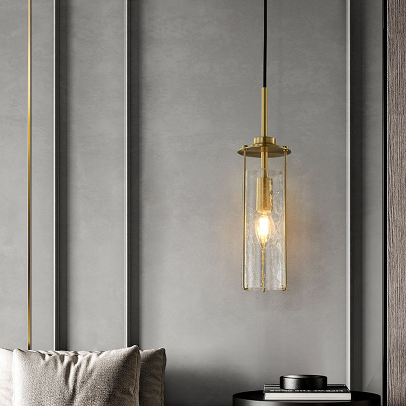 Contemporary Luxury Copper Glass Strip 1-Light Pendant Light For Living Room