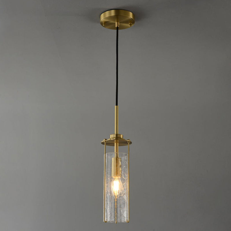 Contemporary Luxury Copper Glass Strip 1-Light Pendant Light For Living Room