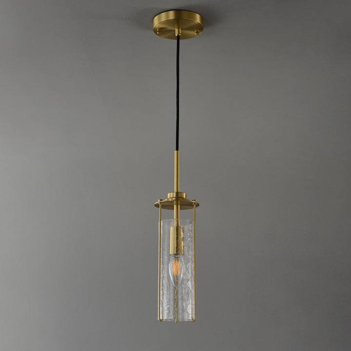 Contemporary Luxury Copper Glass Strip 1-Light Pendant Light For Living Room