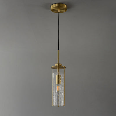 Contemporary Luxury Copper Glass Strip 1-Light Pendant Light For Living Room