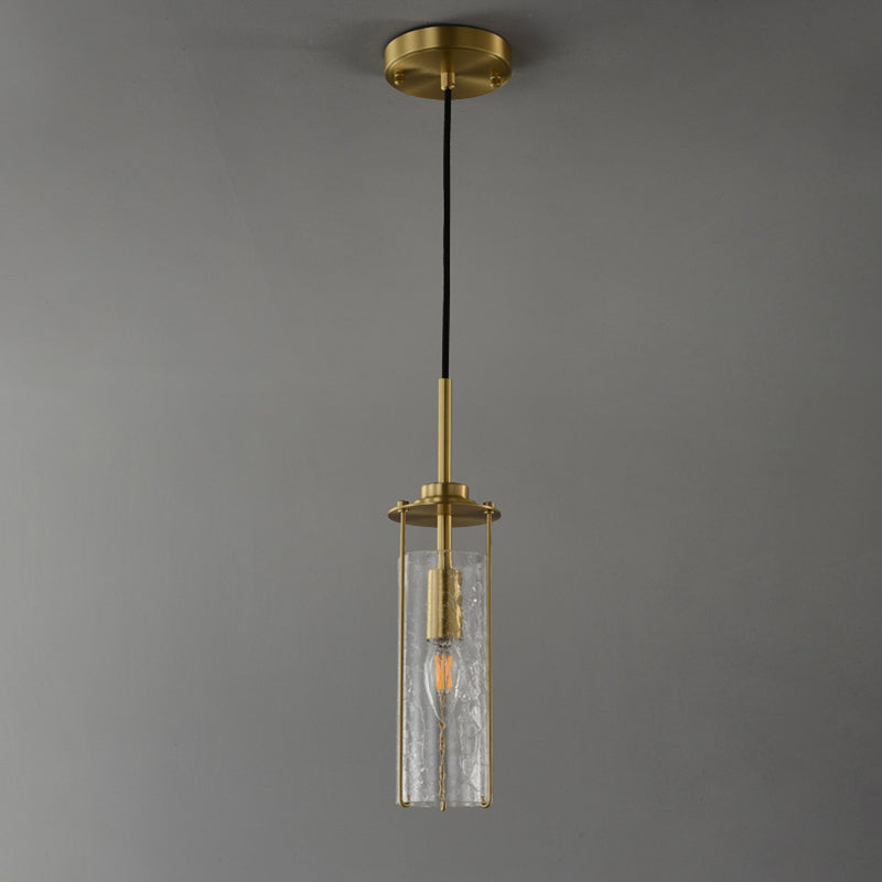 Contemporary Luxury Copper Glass Strip 1-Light Pendant Light For Living Room