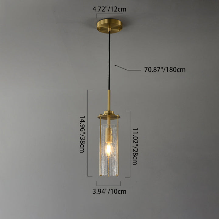 Contemporary Luxury Copper Glass Strip 1-Light Pendant Light For Living Room
