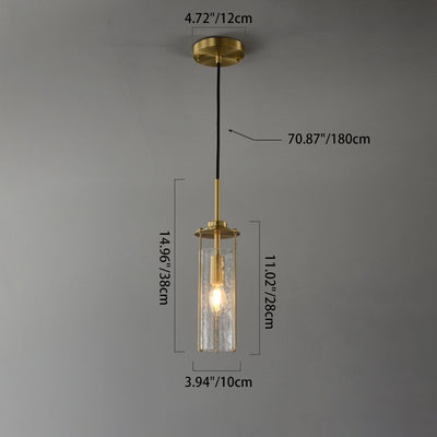 Contemporary Luxury Copper Glass Strip 1-Light Pendant Light For Living Room