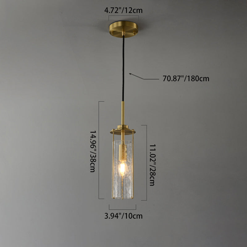 Contemporary Luxury Copper Glass Strip 1-Light Pendant Light For Living Room
