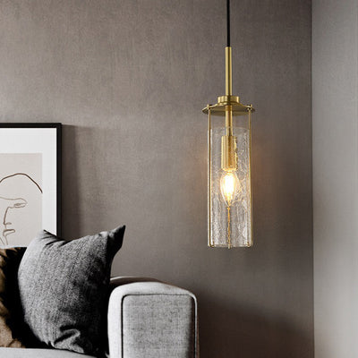 Contemporary Luxury Copper Glass Strip 1-Light Pendant Light For Living Room