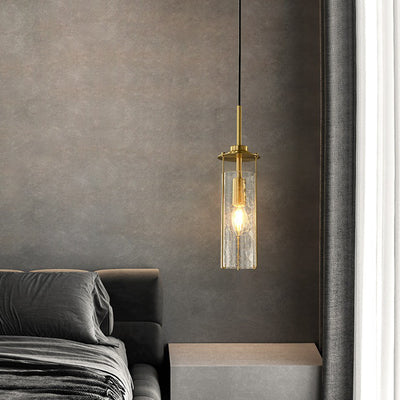 Contemporary Luxury Copper Glass Strip 1-Light Pendant Light For Living Room