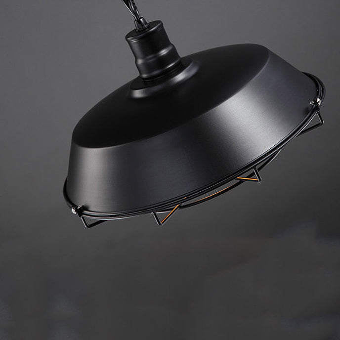 Couvercle de casserole industriel contemporain en fer 1 lumière pendentif pour salle à manger 