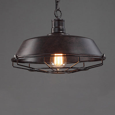 Couvercle de casserole industriel contemporain en fer 1 lumière pendentif pour salle à manger 