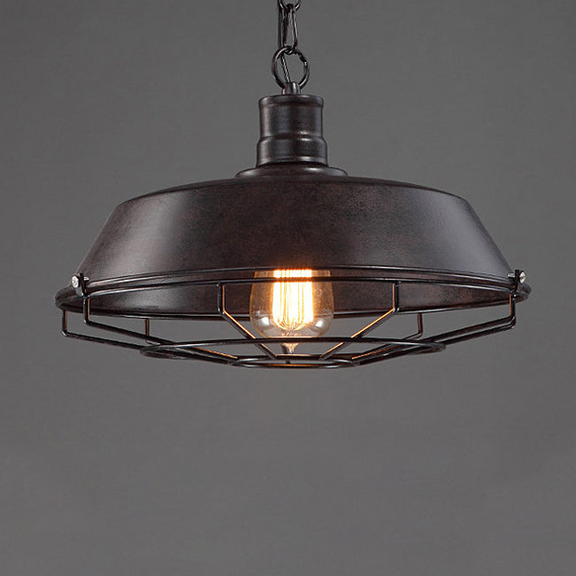 Couvercle de casserole industriel contemporain en fer 1 lumière pendentif pour salle à manger 