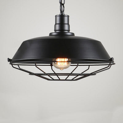 Couvercle de casserole industriel contemporain en fer 1 lumière pendentif pour salle à manger 