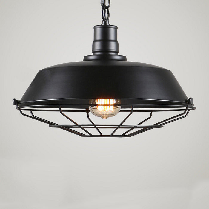 Couvercle de casserole industriel contemporain en fer 1 lumière pendentif pour salle à manger 