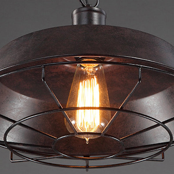 Couvercle de casserole industriel contemporain en fer 1 lumière pendentif pour salle à manger 
