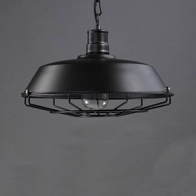 Couvercle de casserole industriel contemporain en fer 1 lumière pendentif pour salle à manger 