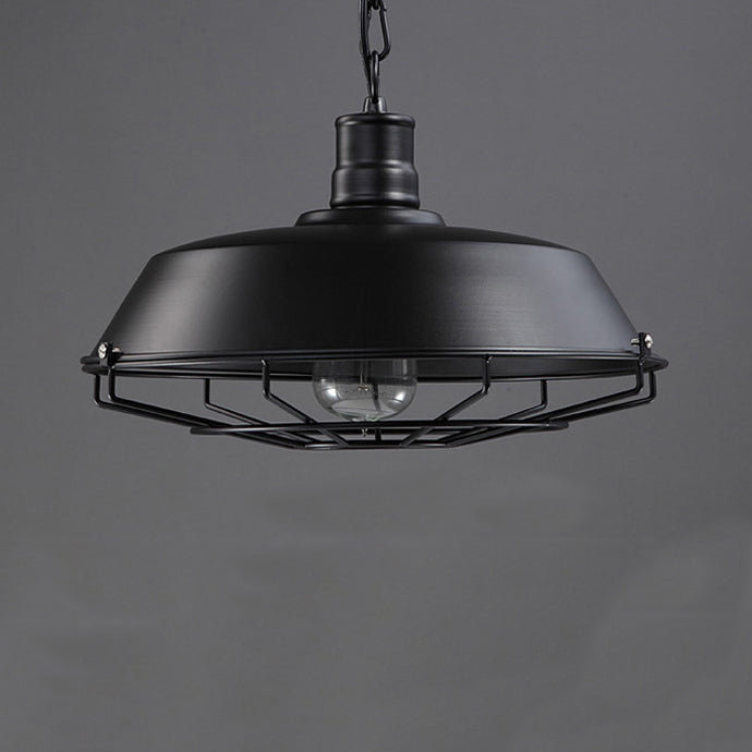 Couvercle de casserole industriel contemporain en fer 1 lumière pendentif pour salle à manger 