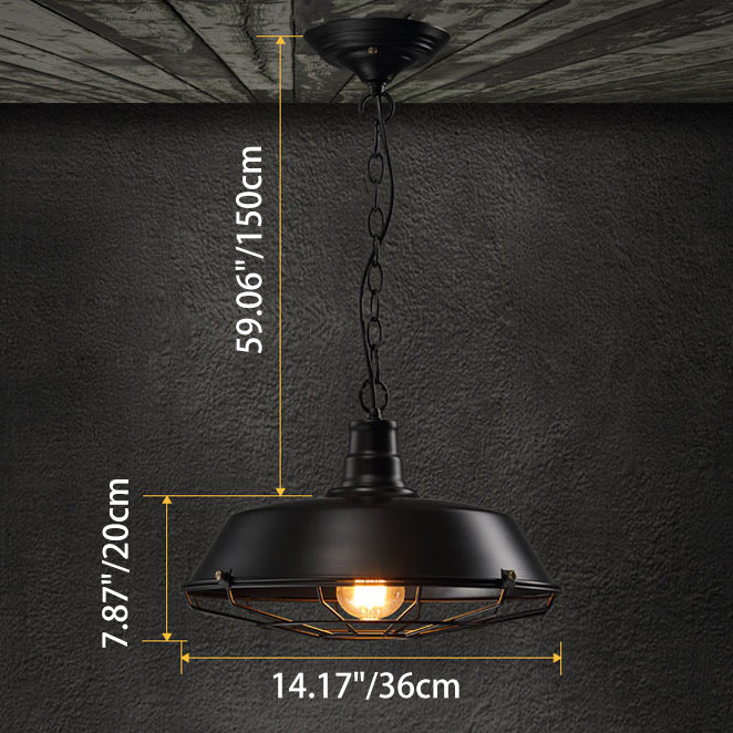 Couvercle de casserole industriel contemporain en fer 1 lumière pendentif pour salle à manger 