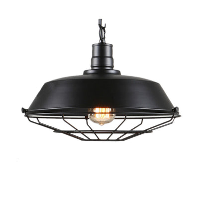 Couvercle de casserole industriel contemporain en fer 1 lumière pendentif pour salle à manger 