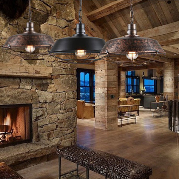 Contemporary Industrial Saucepan Lid Iron 1-Light Pendant Light For Dining Room