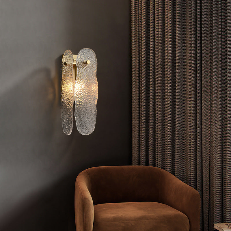 Moderne minimalistische Wasserwellen-Eisen-Glas-1-Licht-Wandleuchte für das Schlafzimmer 