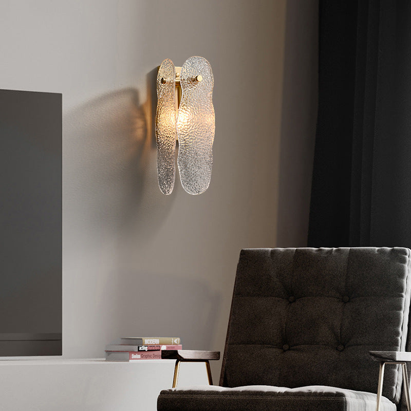 Moderne minimalistische Wasserwellen-Eisen-Glas-1-Licht-Wandleuchte für das Schlafzimmer 