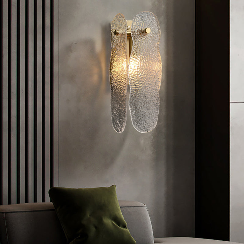 Moderne minimalistische Wasserwellen-Eisen-Glas-1-Licht-Wandleuchte für das Schlafzimmer 