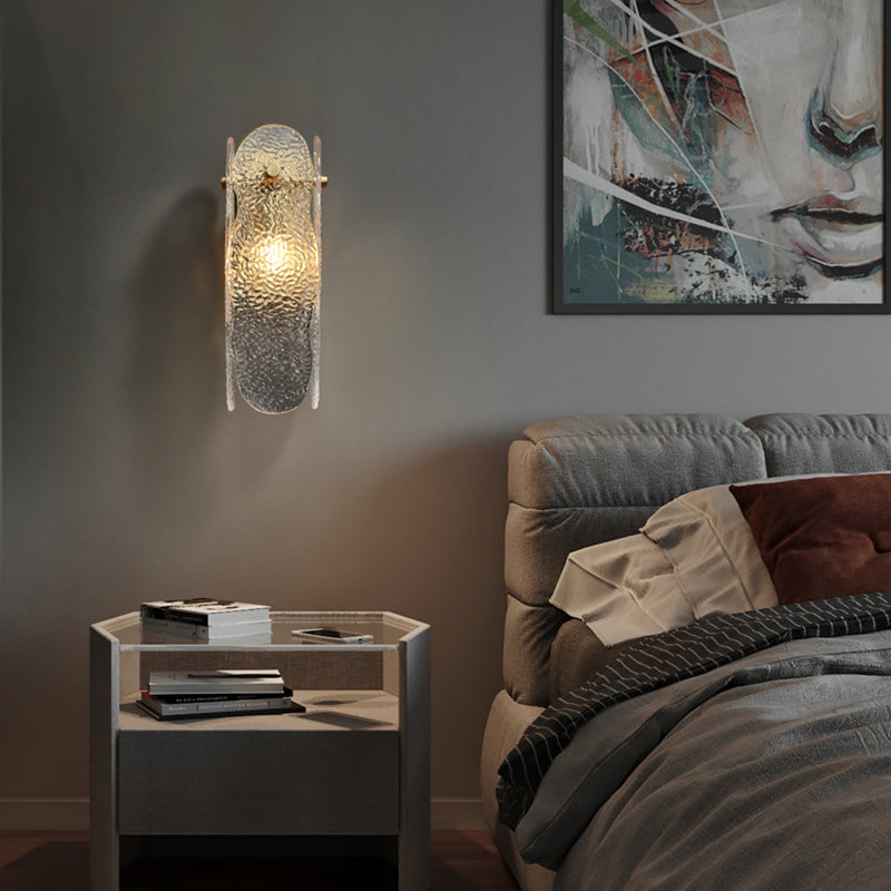 Moderne minimalistische Wasserwellen-Eisen-Glas-1-Licht-Wandleuchte für das Schlafzimmer 