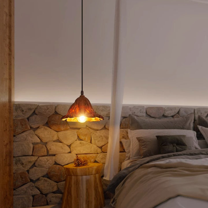 Traditionelle japanische Lotusblatt-Metallharz 1-Licht-Pendelleuchte für Esszimmer 