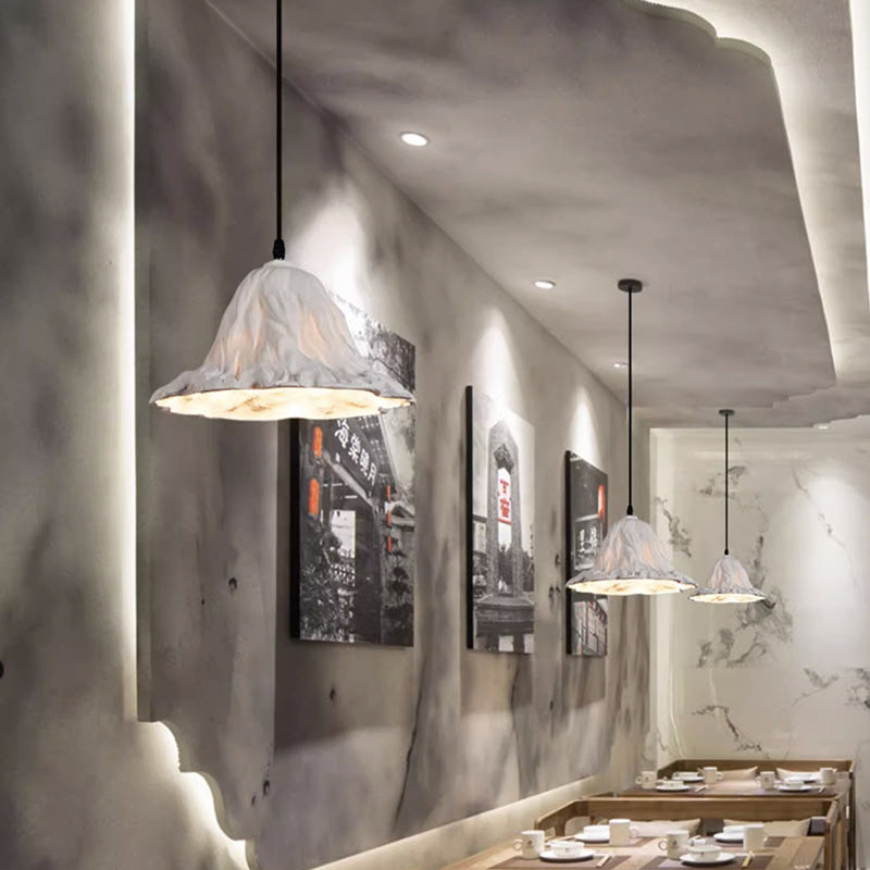Traditionelle japanische Lotusblatt-Metallharz 1-Licht-Pendelleuchte für Esszimmer 
