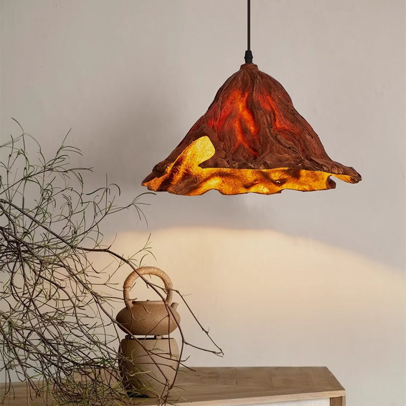 Traditionelle japanische Lotusblatt-Metallharz 1-Licht-Pendelleuchte für Esszimmer 