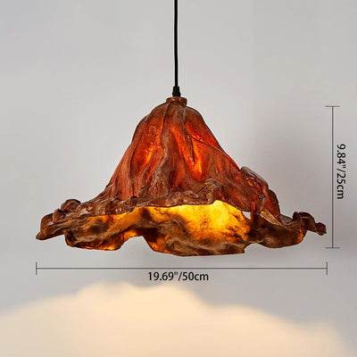 Lámpara colgante de resina metálica de hoja de loto japonesa tradicional de 1 luz para comedor 