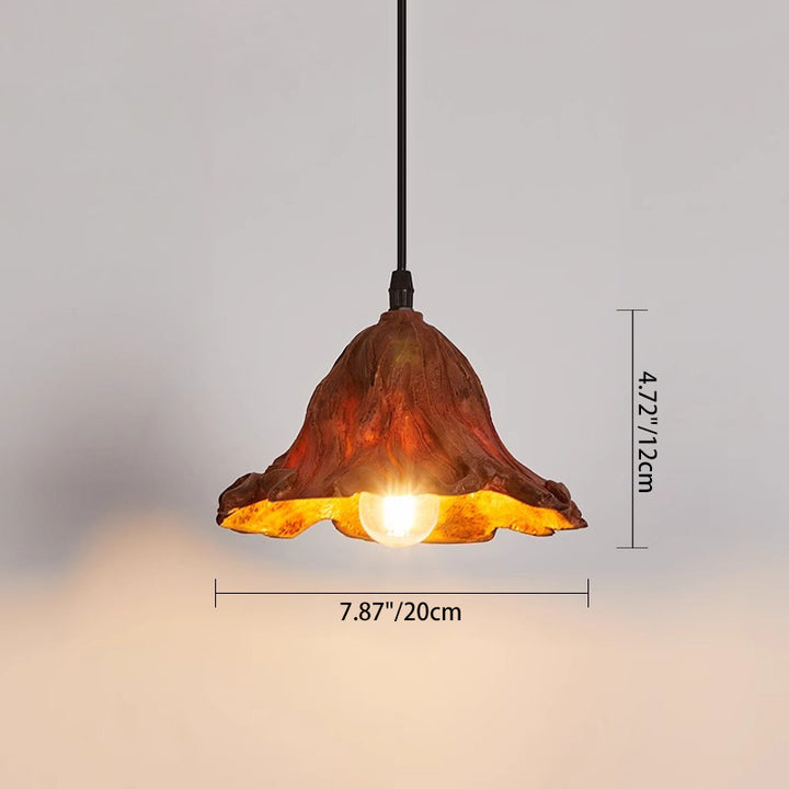 Traditionelle japanische Lotusblatt-Metallharz 1-Licht-Pendelleuchte für Esszimmer 