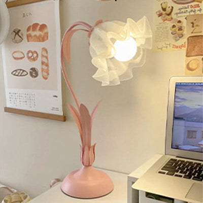 Traditionelle rustikale Blumen-Eisen-Acryl 1-Licht-Tischlampe für das Studium 