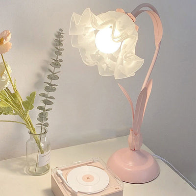 Traditionelle rustikale Blumen-Eisen-Acryl 1-Licht-Tischlampe für das Studium 