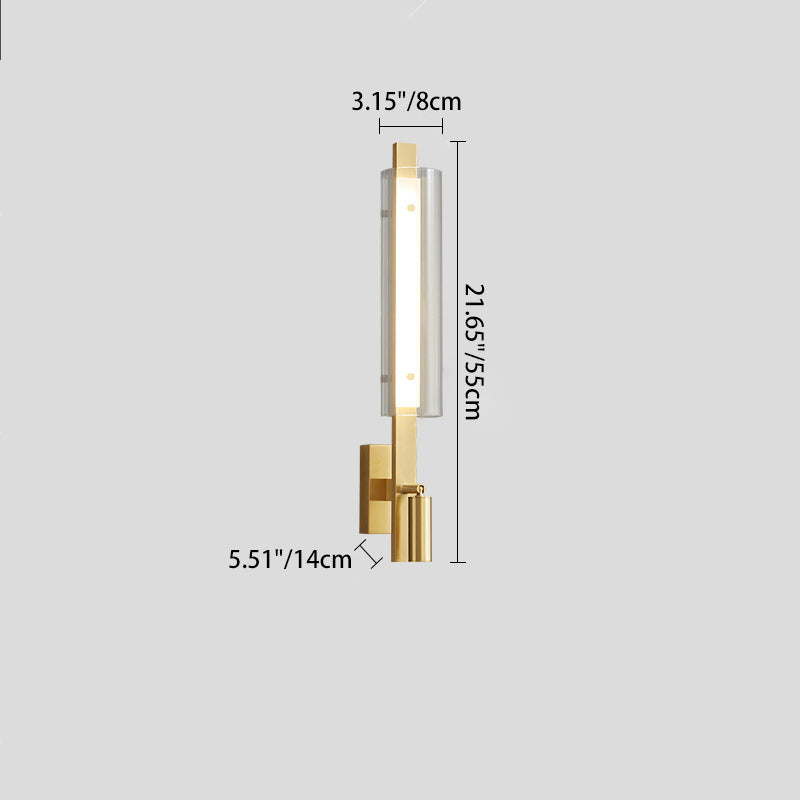 Contemporary Luxury Strip Copper Acrylic LED Wall Sconce Lamp For Bedroom
