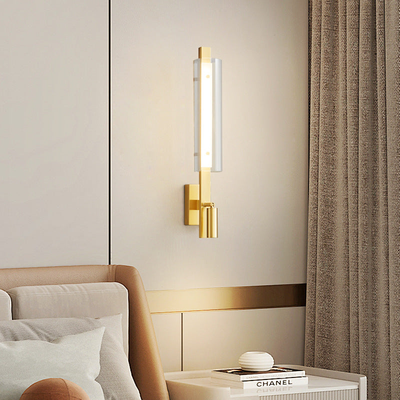 Contemporary Luxury Strip Copper Acrylic LED Wall Sconce Lamp For Bedroom