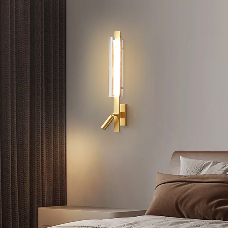 Contemporary Luxury Strip Copper Acrylic LED Wall Sconce Lamp For Bedroom