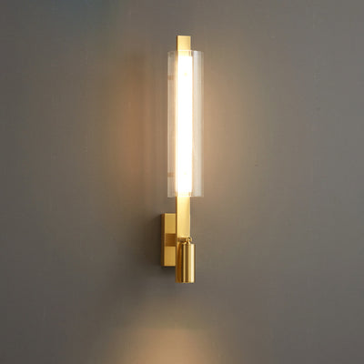 Contemporary Luxury Strip Copper Acrylic LED Wall Sconce Lamp For Bedroom