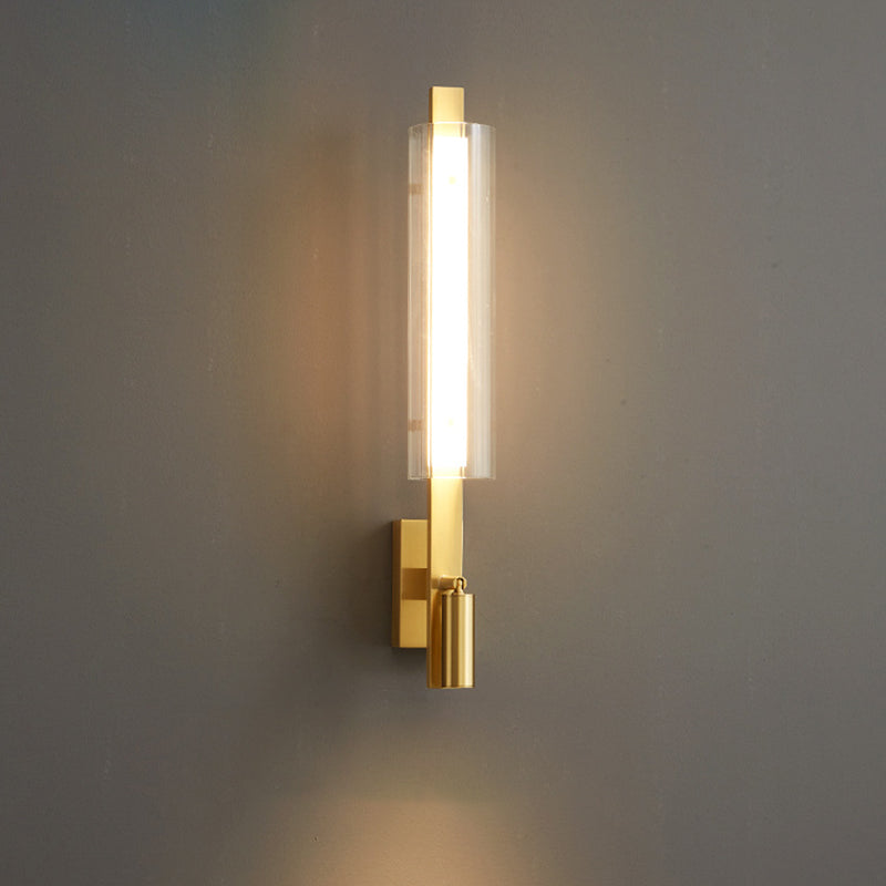 Contemporary Luxury Strip Copper Acrylic LED Wall Sconce Lamp For Bedroom