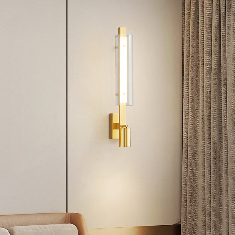 Contemporary Luxury Strip Copper Acrylic LED Wall Sconce Lamp For Bedroom