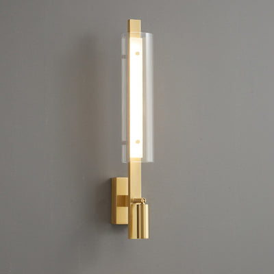 Contemporary Luxury Strip Copper Acrylic LED Wall Sconce Lamp For Bedroom