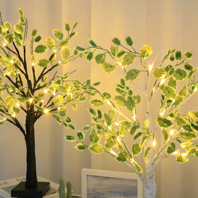 リビングルーム用の伝統的なラスティックプラスチックツリーLED USBバッテリーテーブルランプ 