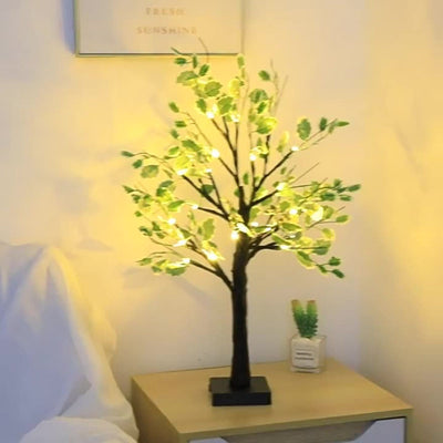 リビングルーム用の伝統的なラスティックプラスチックツリーLED USBバッテリーテーブルランプ 