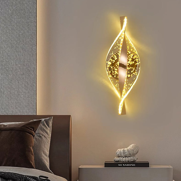 مصباح حائط بتصميم حلزوني فاخر عصري مصنوع من الأكريليك والحديد مع إضاءة LED لغرفة النوم 