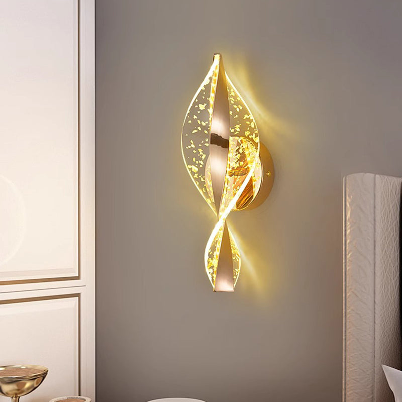 مصباح حائط بتصميم حلزوني فاخر عصري مصنوع من الأكريليك والحديد مع إضاءة LED لغرفة النوم 
