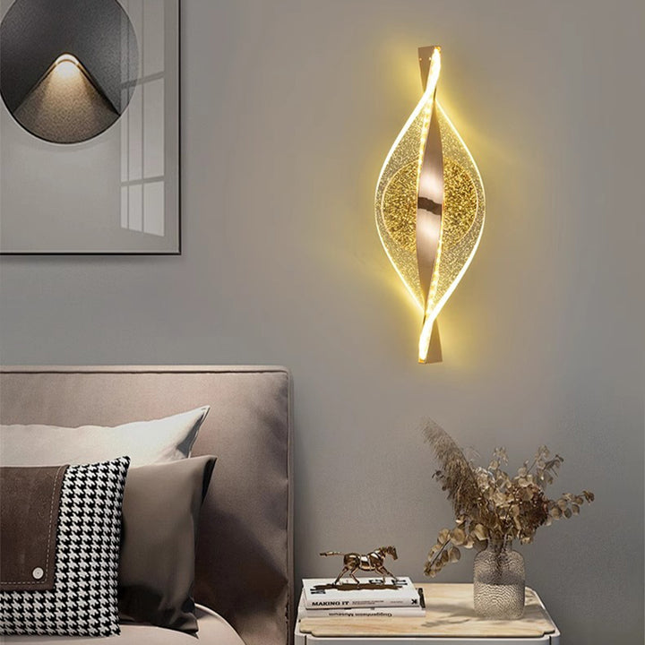 مصباح حائط بتصميم حلزوني فاخر عصري مصنوع من الأكريليك والحديد مع إضاءة LED لغرفة النوم 