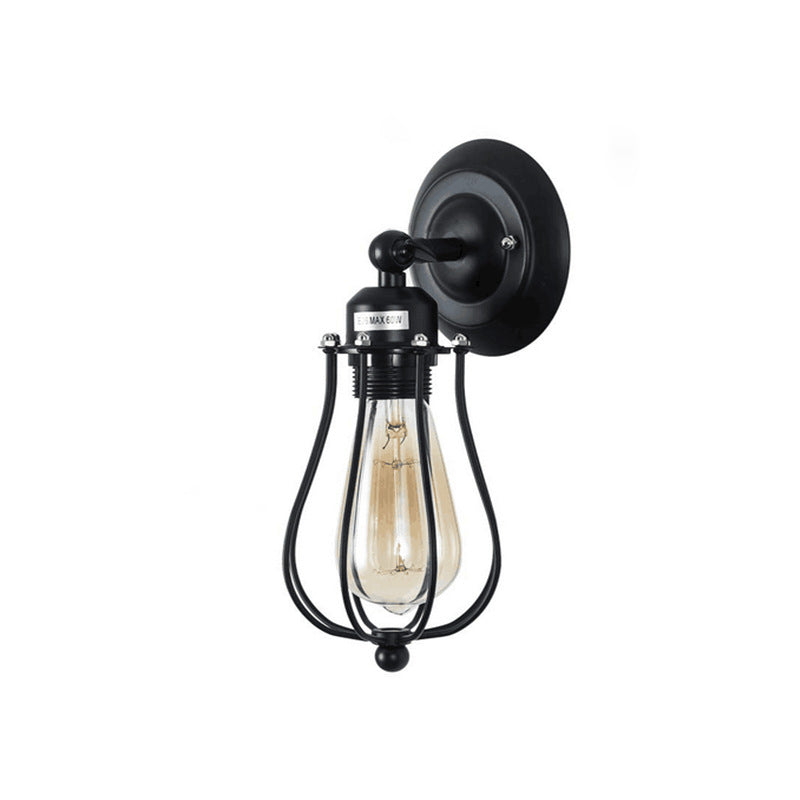 Contemporáneo Industrial Tapa de Olla de Hierro Lámpara de Aplique de Pared de 1 Luz Para Comedor 