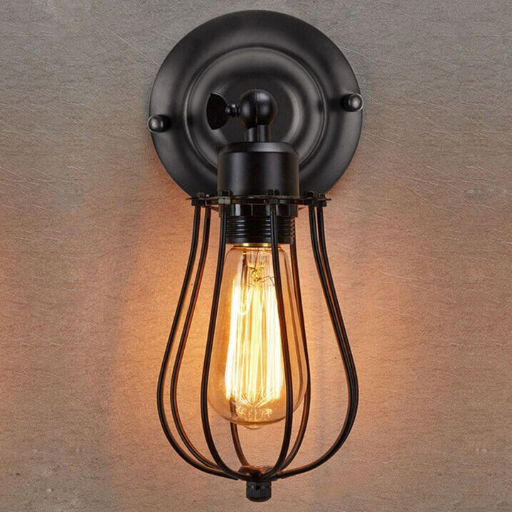 Contemporáneo Industrial Tapa de Olla de Hierro Lámpara de Aplique de Pared de 1 Luz Para Comedor 