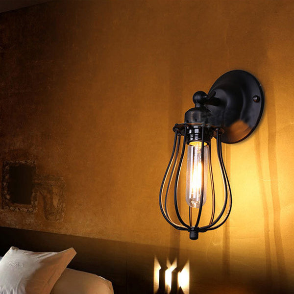 Contemporáneo Industrial Tapa de Olla de Hierro Lámpara de Aplique de Pared de 1 Luz Para Comedor 